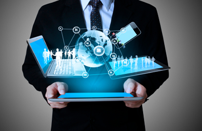 tablet hologram of mobile technologies